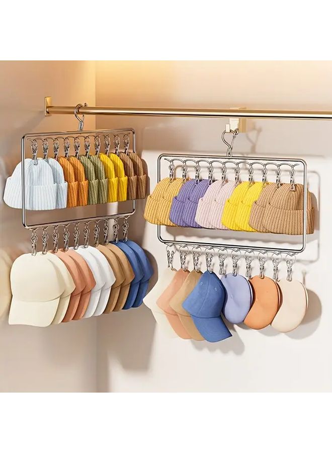 Heavy Duty Stainless Steel 2 Tier 3 Tier Hat Sox Underwear Organizer With 20 Clips - Image 4